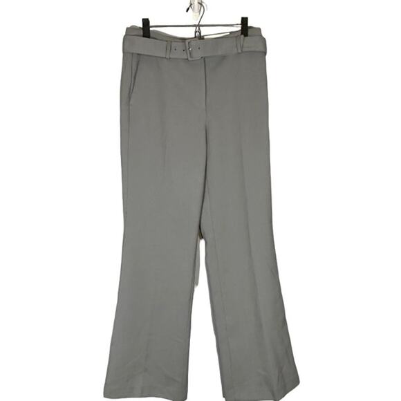 Ann Taylor Gray Textured The Belted Boot High Rise Full Length Pants Women Sz 8 - Picture 1 of 11